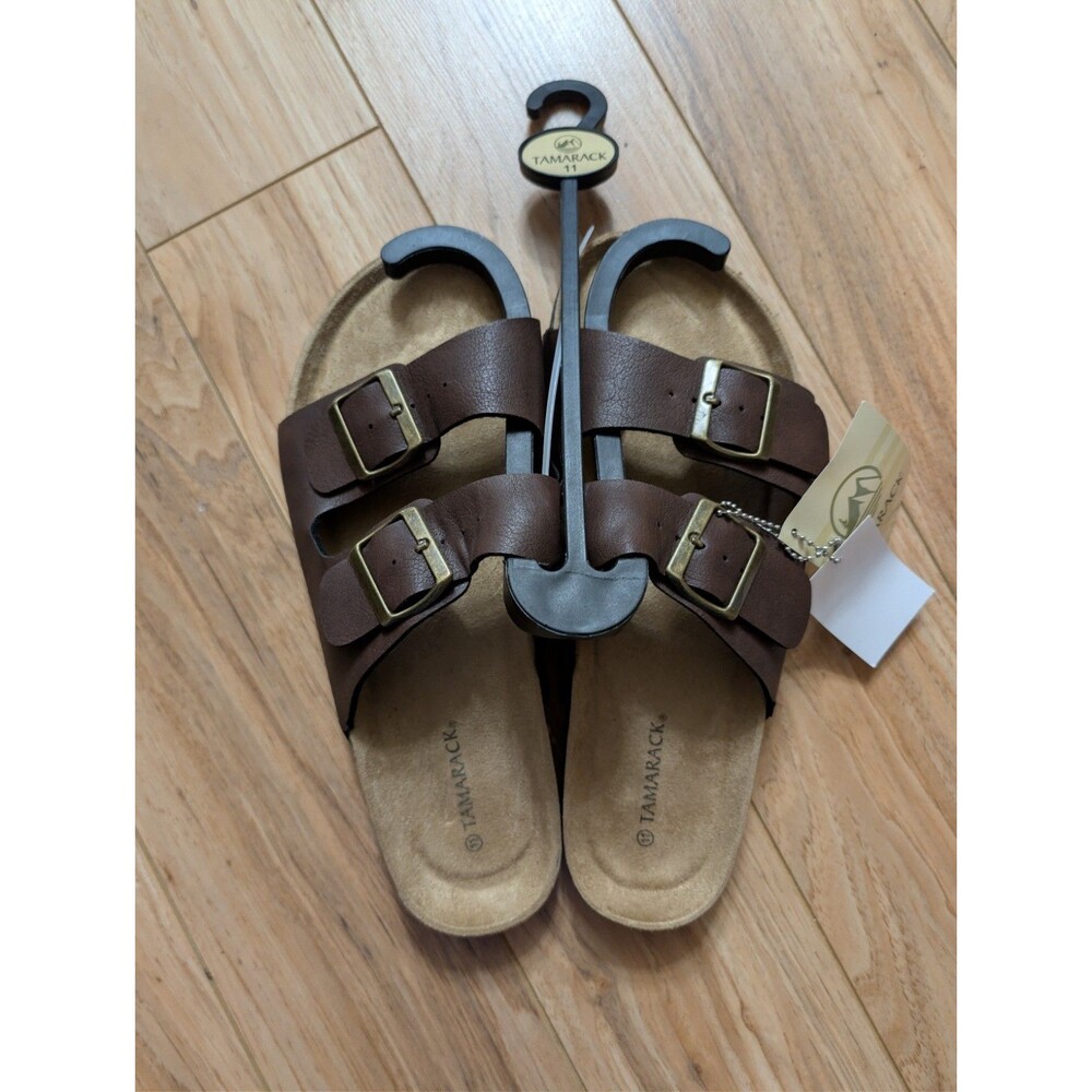 Tamarack Womens Double Buckle Slide Sandals Size 11 Brown Cork Footbed NWT